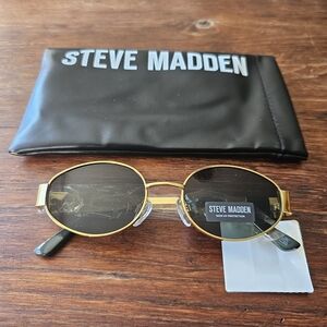Steve Madden "Mystie" Gold Oval Sunglasses